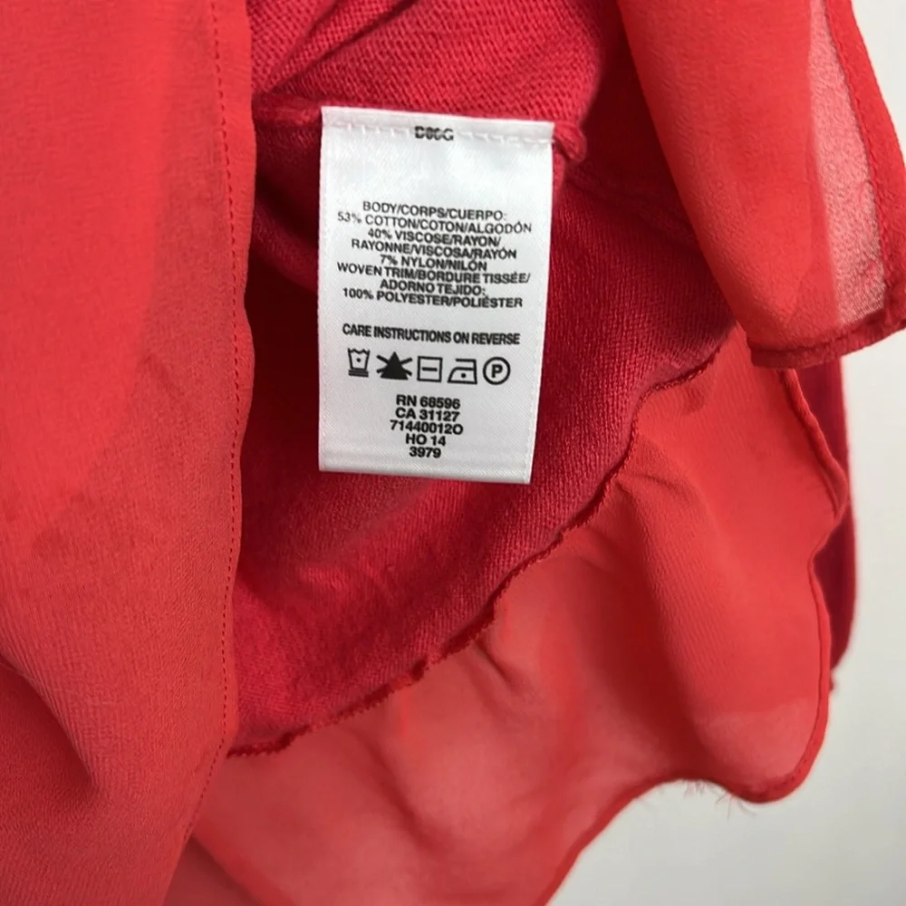 DKNYC blouse with layered hem in vibrant coral color M - Picture 8 of 9